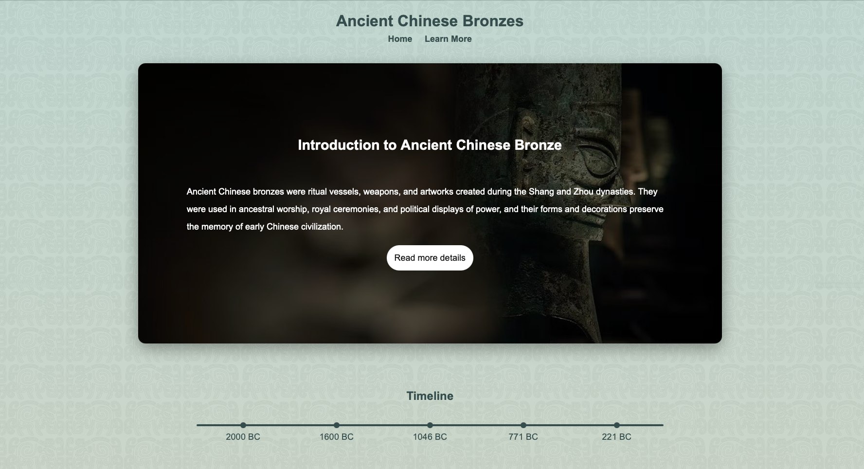 Ancient Chinese Bronzes web application preview