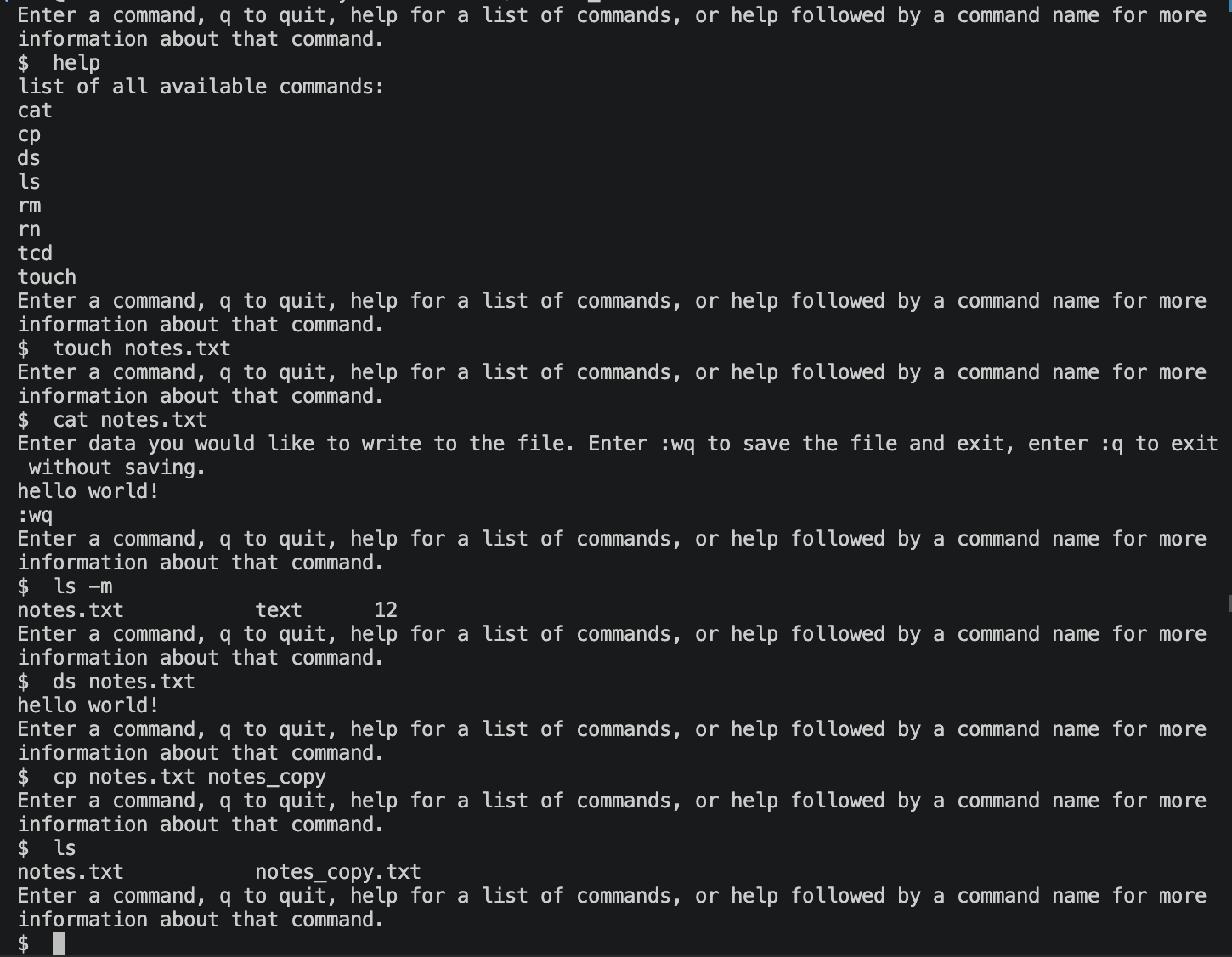 MockOS command line demo